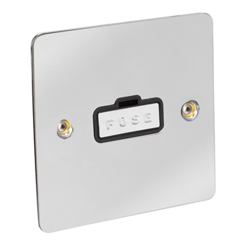 Flat Plate 13Amp Fused Connection Unit *Chrome/Black Insert ** - Click Image to Close